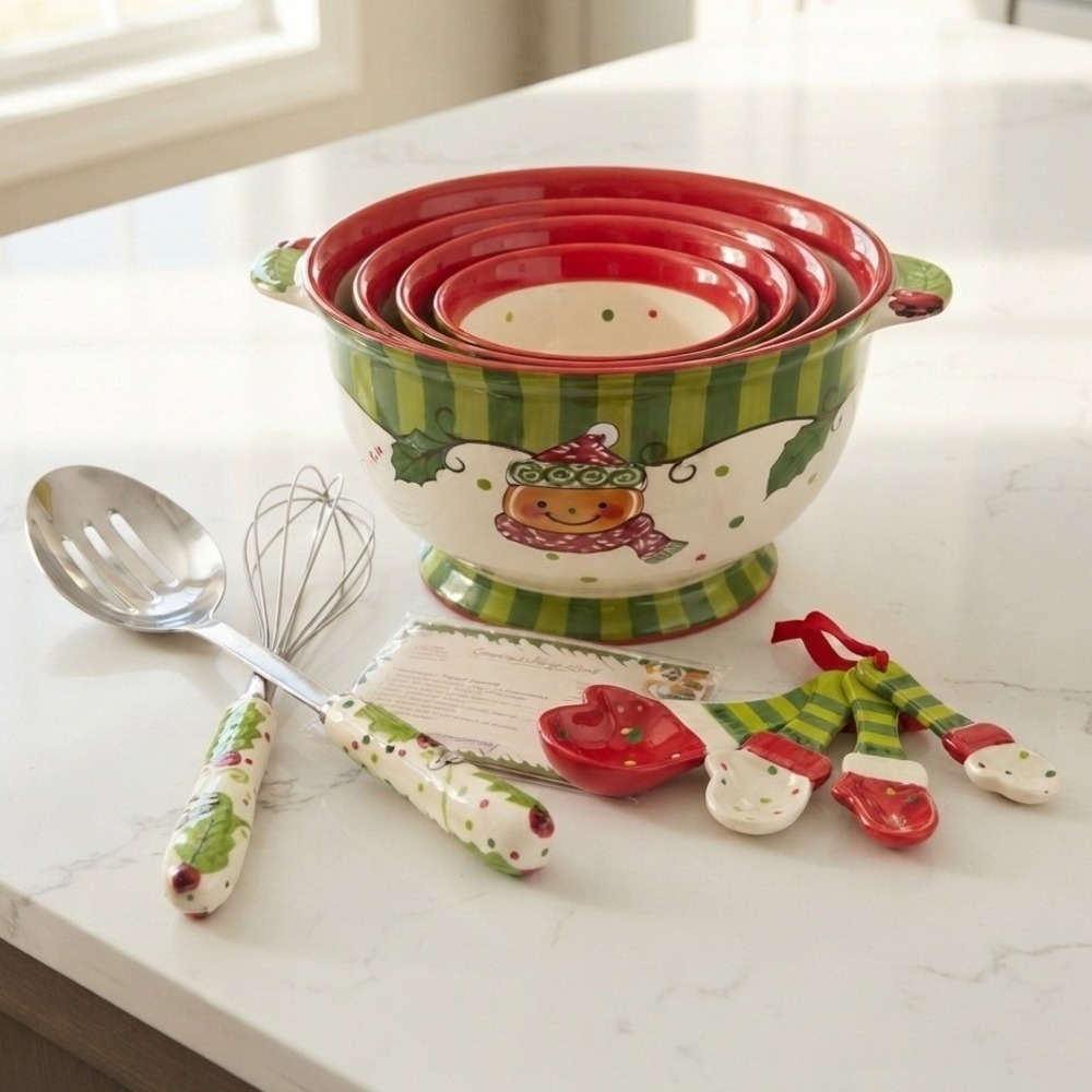 Temp-tations by Tara Winter Whimsy 12 Piece Christmas Nesting Bowls Baking Set